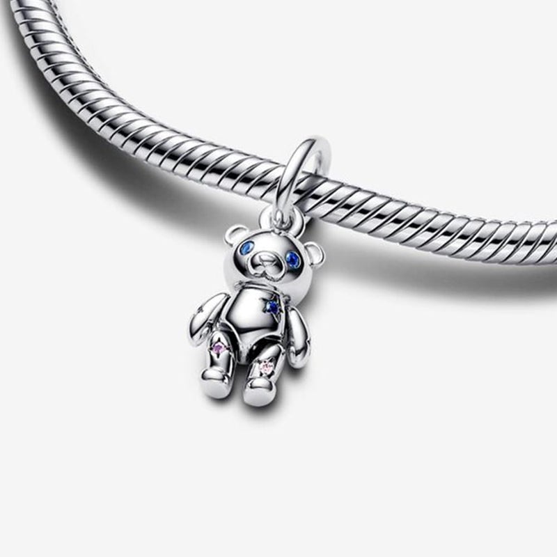 ZURWTCH Movable Teddy Bear Dangle Charm Fit Women Bracelet Necklaces Fashion Gifts 925 Sterling Silver DIY Jewelry - Image 3